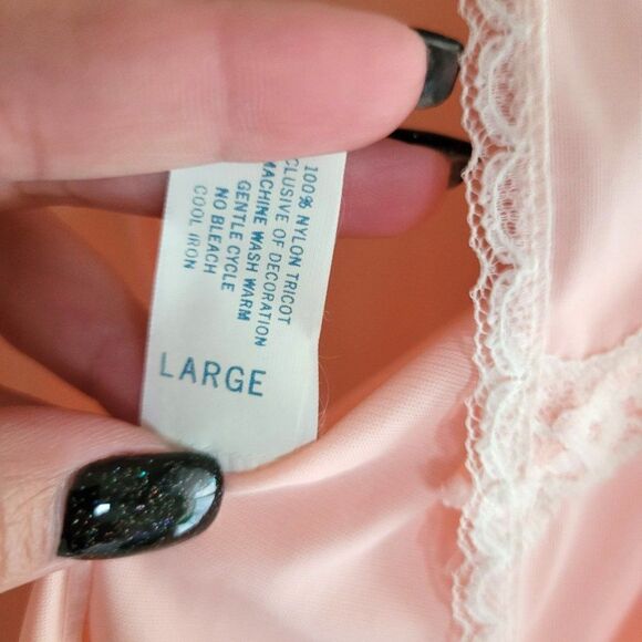 Vintage Kayser Womens Cardigan Pink L Cottage Core Sleep Shirt - Picture 4 of 9